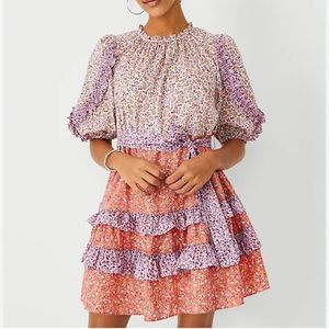Ann Taylor Floral Ruffle Dress